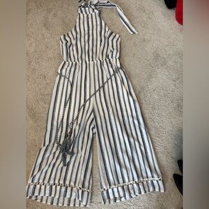 Charlotte Russe Black and White Striped Jumpsuit